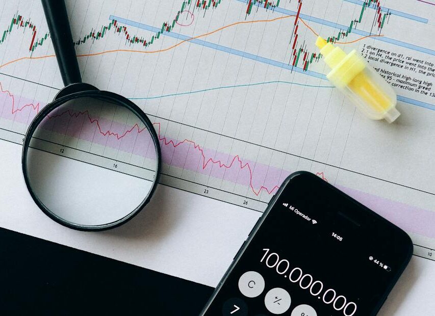 Analyze financial trends using charts, calculator, and data tools.