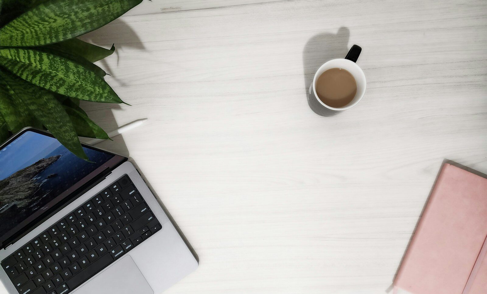 Une rencontre humaine autour d’un verre de café : un expert en analyse métier discute avec un client autour d’un ordinateur portable et d’un bloc-notes, dans un cadre lumineux avec une plante, pour revitaliser un logiciel vieillissant dans une PME suisse.